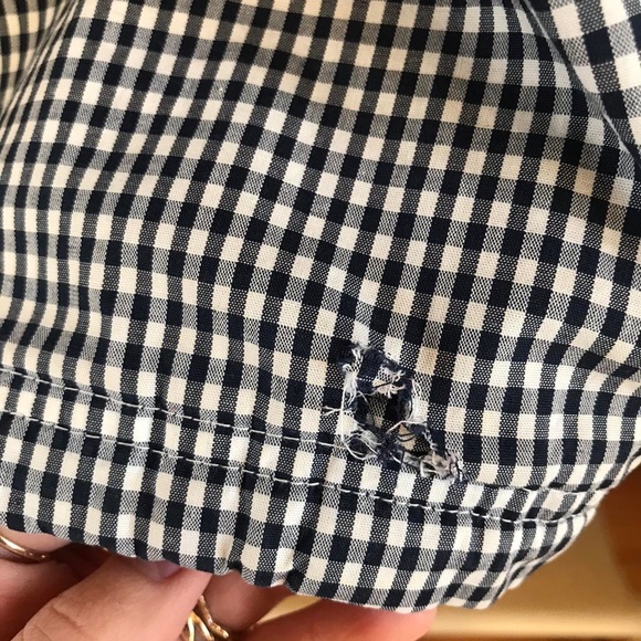 Vintage Gingham Striped Collared Windbreaker Jacket in Navy/White - Picture 4 of 4